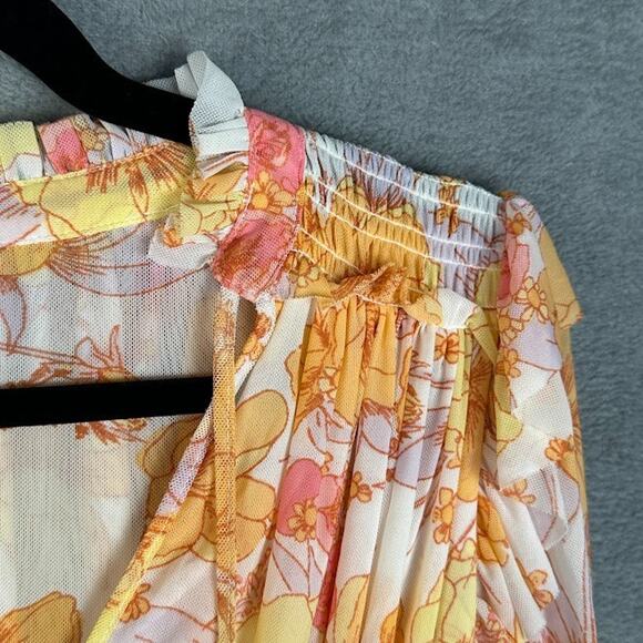 Free People Top Women Extra Small Yellow Floral Boho Beach Festival Whimsy Fairy - Picture 5 of 14